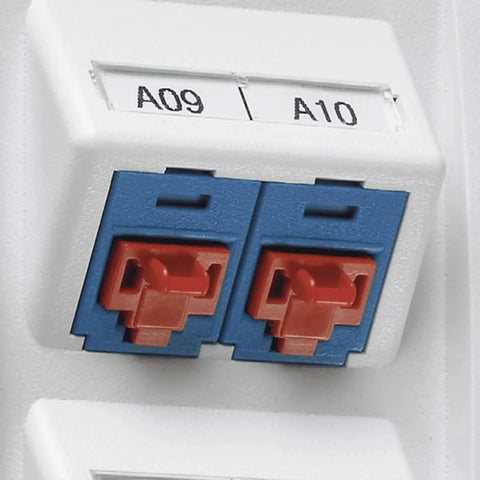 RJ45 Jack Blockout Device Kit With 10 Black Blockouts And Removal Tool installed in data enclosure
