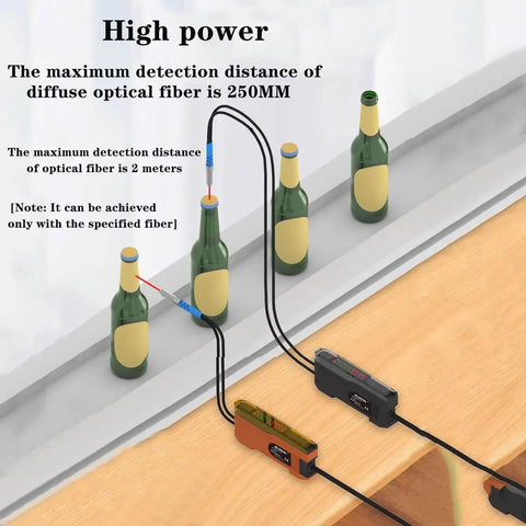 FS N13 Fiber Optic Amplifier And Diffuse Induction Photoelectric Switch For Long Distance Optical Communications setup demo
