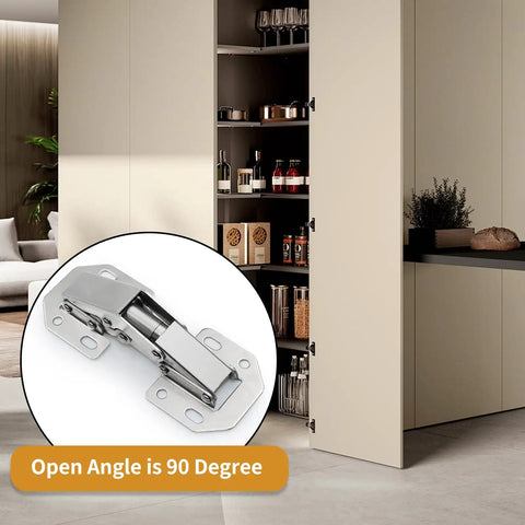 Two Pack Hidden Hinges For Frameless Cabinet Doors 90 Degree Concealed Surface Mount Hinges Fits Door Thickness 0.6 To 1 Inch