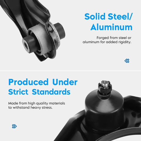 Close-up view of Honda Accord 2008 2012 and Acura TL 2009 2014 front upper control arm with ball joint, solid steel/aluminum.