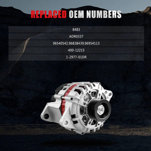 1.6L Alternator Replacement Plug And Play Budget Friendly Fits Chevrolet Aveo 2004 2008, showing OEM numbers replaced