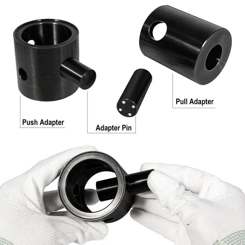 Leaf Spring Pin And Bushing Adapter Service Kit Remover And Installer Tool Set showing push and pull adapters, adapter pin.