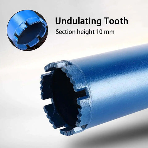 Heavy Duty Two And A Half Inch Diamond Core Drill Bit With One And A Quarter Inch Seven Thread showing 10 mm diamond segments