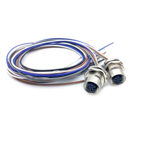 2Pcs 0.5 Meter M12 5 Pin A Coded Female Front Mount Connector Cable IP67 Waterproof UnShielded Straight Aviation Socket Sensor Receptacle 125V 4A Built To Last And Tough As Nails For Panel Mounting