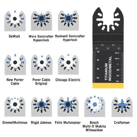 Beast All In One 26 Piece Titanium Oscillating Saw Blades Kit For Wood Metal Plastic with various multitool blades displayed