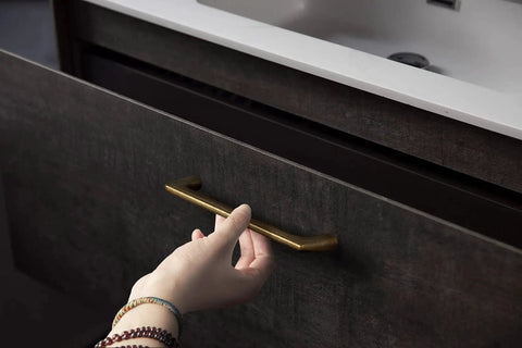 Person using Antique Brass Cabinet Pulls 5 Inch Hole Centers 128mm Zinc Alloy Handles for Dresser Wardrobe Cupboard Retro Style