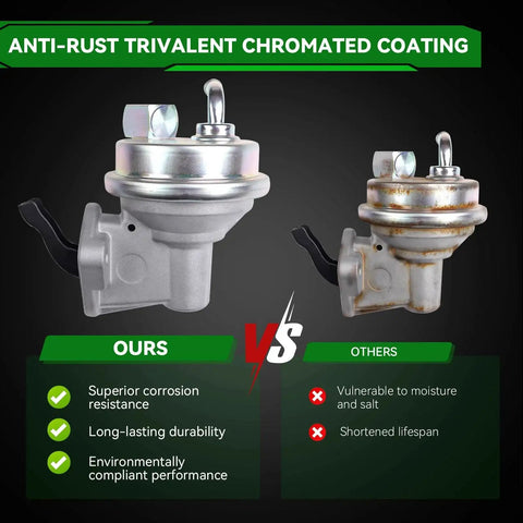 Mechanical Fuel Pump Replacement For SBC Small Block Chevy 350 With Stock 7.5 To 9.5 PSI Pressure, corrosion-resistant comparison