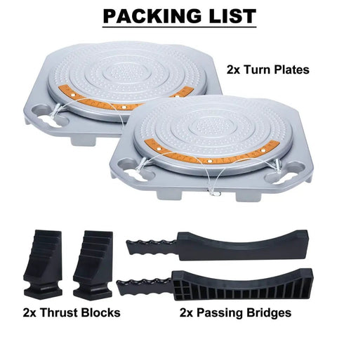 Wheel Alignment Turn Plates 360 Degree Rotating 4 Ton Capacity Pair with thrust blocks and passing bridges
