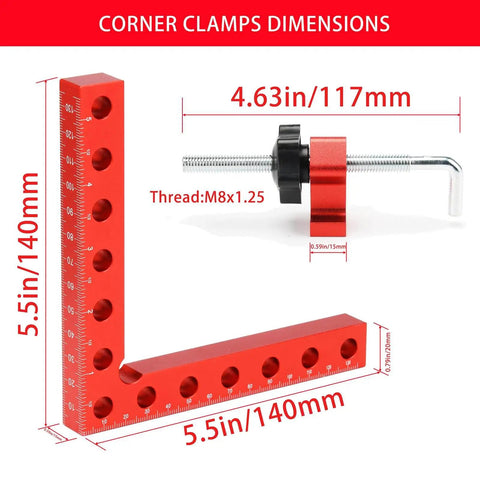Four Pack 90 Degree Right Angle Clamps With Storage Box Aluminum Alloy Precision Positioning Squares 5.5 by 5.5 Inches