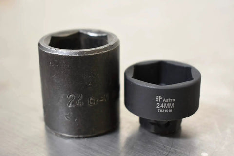 Low Profile Nano Impact Socket Set, Three Eighths Inch Drive, Nineteen Piece, Six To Twenty Four Millimeter Range, Short Stubby Sockets