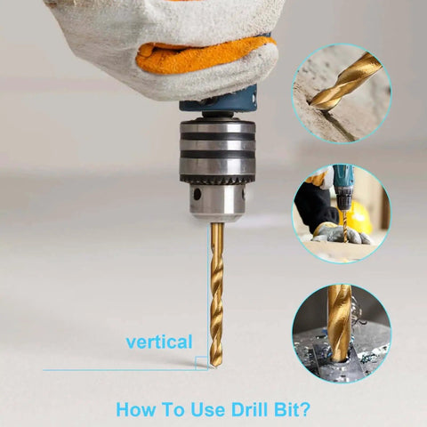 Pro Grade Titanium Coated HSS 19 Piece Hex Drill Bit Set With Quick Change Hex Shank used in woodworking and metal drilling