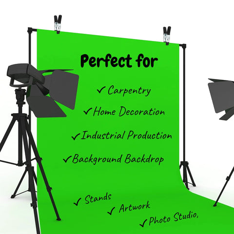 Spring clamps, 6-inch, metal, heavy-duty, 2-pack securing a green backdrop in a photo studio