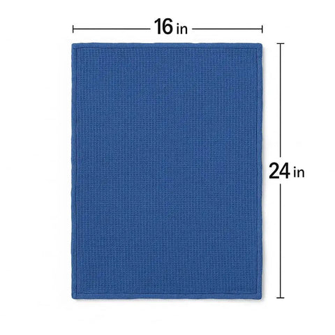 Blue 100 Percent Cotton Huck Towels For Window Cleaning Bulk Pack Ten Pound Box Highly Absorbent Glass Cleaning Rags For Shop Use Durable Reusable Towels With Streak Free Shine, showing a single towel measuring 16 by 24 inches.