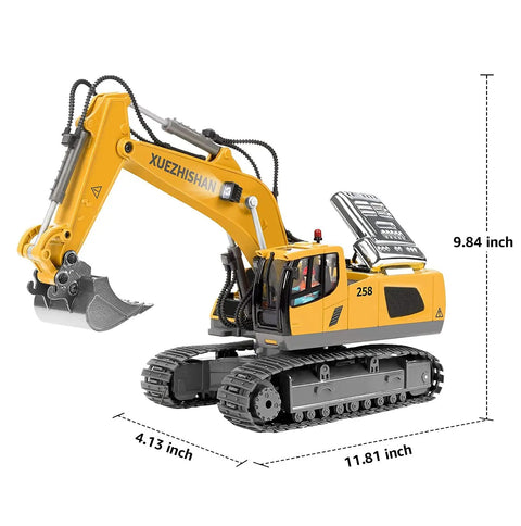 Epic RC Excavator Toy With 680 Degree Rotation Two 1200mAh Rechargeable Batteries Metal Shovel Realistic Lights And Sounds