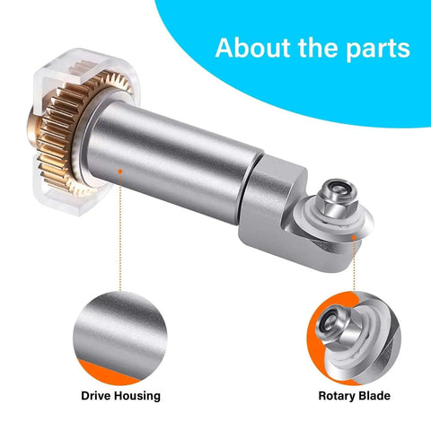 Close-up of Rotary Blade And Drive Housing For Maker 3 And Maker 4, showing German steel blade and drive housing components.