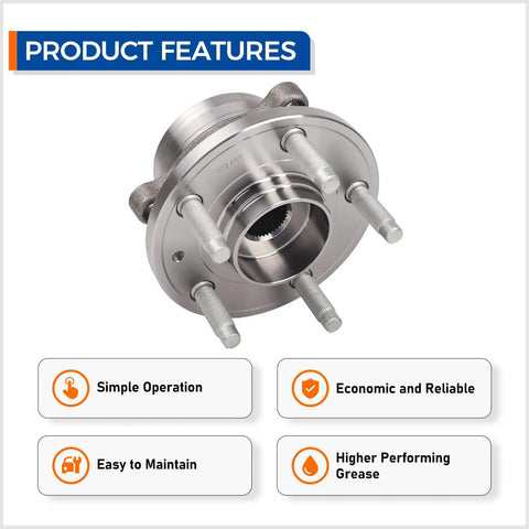Front And Rear Wheel Hub And Bearing Assembly Fits Ford Explorer 2011-2019 And Police Interceptor Utility 2013-2018 5 Lug Non ABS Ready
