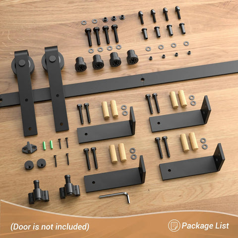 Heavy Duty Ceiling Mount Sliding Barn Door Hardware Kit Black For 8Ft Doors L Shape Bracket System Supports Up To 330Lb