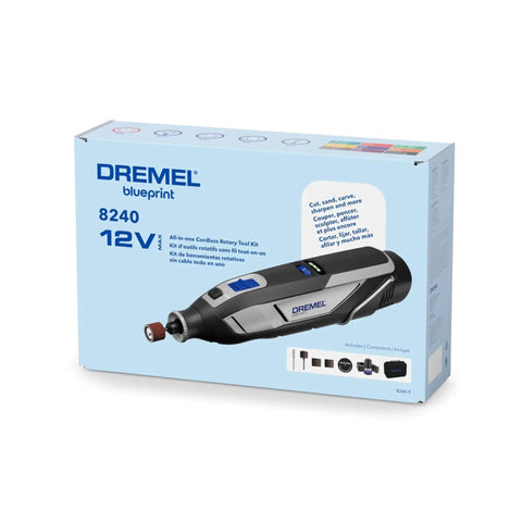 Box of 12V Cordless Rotary Tool Kit With Variable Speed And Ergonomic Comfort Grip, Includes 2Ah Battery, Charger, 5 Accessories, Wrench, And Fabric Carry Bag For Portable DIY Task Mastery By Dremel.