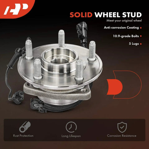 Front Wheel Bearing And Hub Assembly With ABS For Jeep Wrangler 2007 To 2010 4 Wheel ABS 5 Lug Compatible Heavy Duty