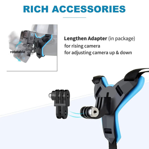 Helmet Mount With Windshield For GoPro Hero 9 10 11 12 13 On Motorcycle Helmets with chin strap and adapter