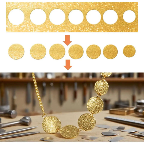 Round Disc Cutter Set With 13 Disc Sizes From One Quarter Inch To Three And Three Eighths Inches Yellow Handle Precision Hole Punch for jewelry crafting image.