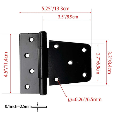 3.5 Inch Shed Hinges Square Barn Door Hinges Heavy Duty Gate Hinges Black Six Pack With Screws Included Durable Iron