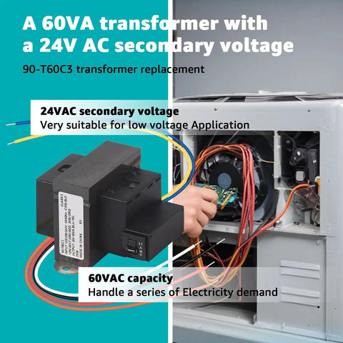 Heavy Duty 90 T60C3 Transformer 120 208 240 Volt To 24 Volt 60 VA Foot Mount Class 2 Replacement for Industrial HVAC Controls
