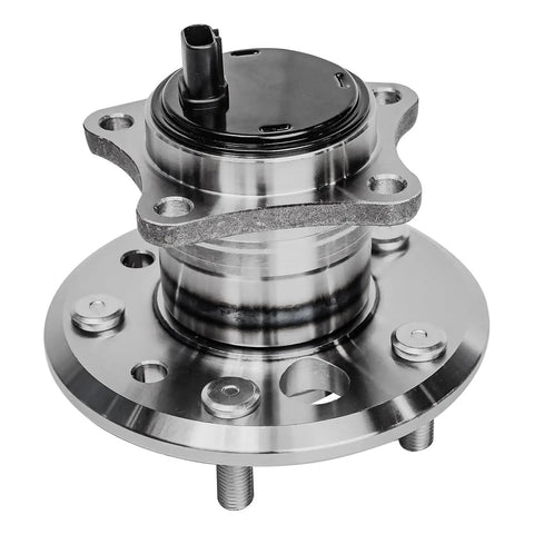 Rear Wheel Hub Bearing Assembly Set For 2002 To 2011 Toyota Camry, 2005 To 2012 Avalon, 2001 To 2003 Highlander FWD, 2004 To 2008 Solara, 2004 To 2012 Lexus ES300 ES330 ES350 With ABS, 2 Pack, visible from front displaying ABS sensor