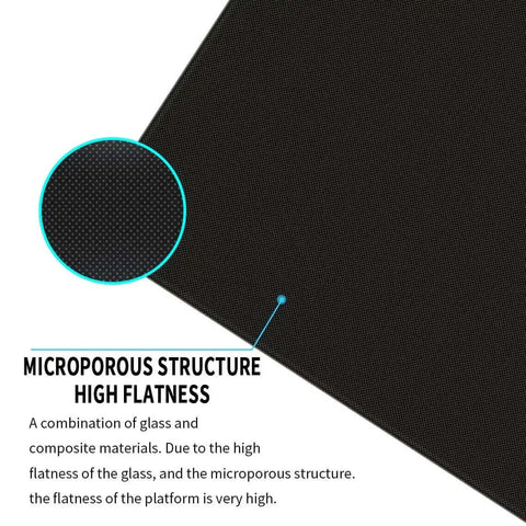 Microporous structure detail of Tempered Glass 3D Printer Bed Upgrade 220x220x4mm With 4 Clips For 220x220 Printers No Glue Needed