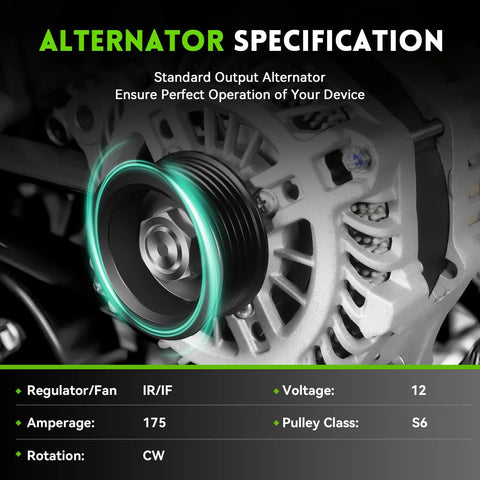 Close-up of Beefed Up 175 Amp High Output Alternator Compatible With Ford Taurus 13-18 Explorer 12-18 Flex Lincoln MKS