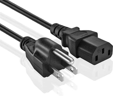 3 Prong AC Power Cord For PC, Monitor, Printer Replacement Cable - IEC 320 C13 To NEMA 5-15P, 18AWG, 125V 10A, 6 Foot Length, Heavy Duty