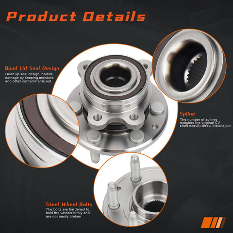 Front Left And Right Wheel Bearing And Hub Assembly For 2015 2021 Chevrolet Colorado And 2015 2021 GMC Canyon With 6 Lug ABS