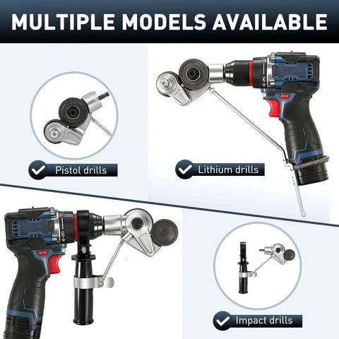 Beefed-Up Heavy Duty Metal Nibbler Drill Attachment on pistol, lithium, and impact drills for clean cuts in metal panels.