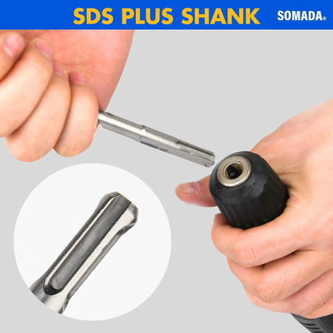Long 1 Inch SDS Plus Drill Bit For Rotary Hammers, 39 Inch Overall Length, 10mm SDS Plus Shank, 4-Cutter Carbide Tip by SOMADA in drill