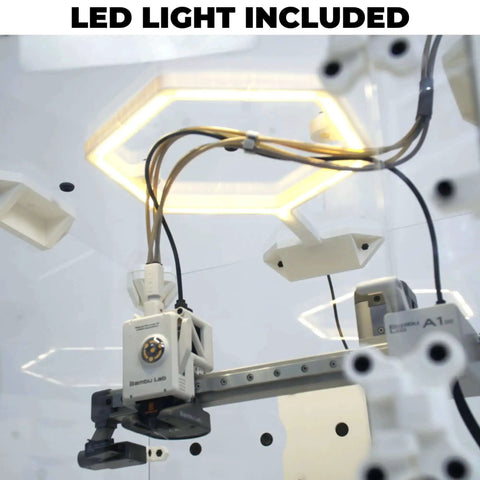 Enclosure Kit With LED Light For 3D Printers Made To Fit Bambu Lab A1 Mini Prusa MK4 Mini And Ikea Lack Table interior view