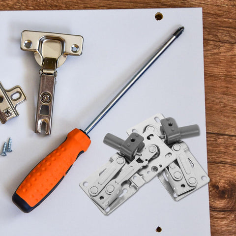 Two Pack Soft Close Tip Out Cabinet Hinges With Damping For Quiet Closing, Iron Construction, with screwdriver and screws
