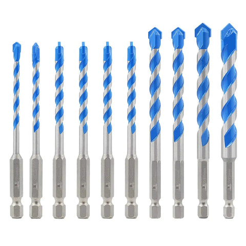 10 Piece Hex Shank Concrete Drill Bit Set For Masonry And Wood With Carbide Tip Great For Glass Brick Tile Plastic And Cement