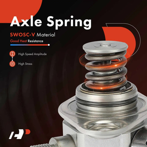 Axle spring made of SWOSC-V material with high heat resistance and stress endurance, highlighted against a dark background.