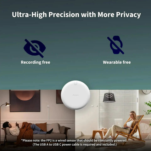Presence Sensor FP2 MmWave Radar Motion Sensor With Zone Positioning Multi Person Fall Detection, privacy and convenience features