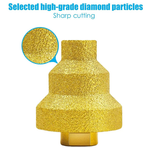 Two Pack Diamond Brazed Step Drill Bits Set Pro Grade M10 Thread for Angle Grinder and Electric Drill 3 Step Sizing 20mm 35mm 50mm Chamfer