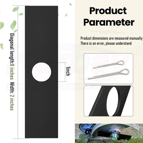 Five edger blades with 1-inch center holes; 8-inch diagonal, 2-inch wide; includes two retaining pins