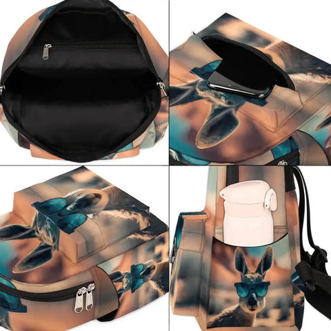 Mini Backpack Purse For Women With Adjustable Straps, Cute Daypack Carryall For Travel, Work Or School, showing interior and kangaroo print pocket