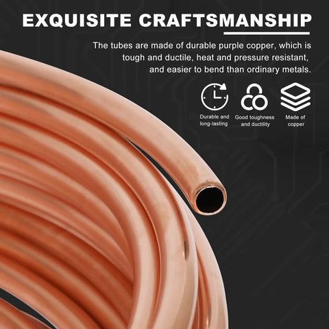 Close-up of copper tubing for Heavy Duty 72 Inch Copper Oil Pressure Gauge Tubing Kit With Brass Threaded Fittings And Seal Tape For Pressure Gauges