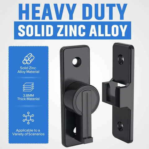 90 Degree Flip Barn Door Lock Heavy Duty Sliding Gate Latch Matte Black with solid zinc alloy material