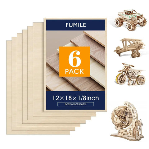 DIYers Favorite Basswood Sheets One Sixteenth Inch Thick 18 Pack Eight By Twelve Inch For Laser Cutting Wood Burning Drawing