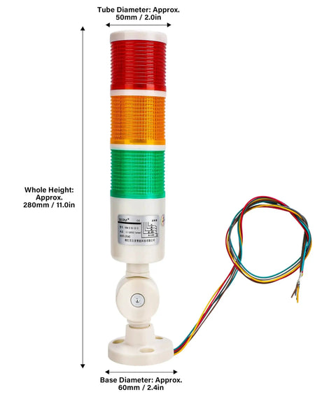 LED Warning Light Tower With Buzzer For CNC Machines And Tooling, Red Orange Green Indicator Alarm Stack, Industrial Alarm Beacon