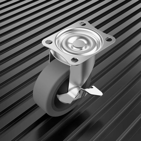 3" Caster Wheels Set of 4 - Heavy Duty Swivel Plate Casters with Rubber Wheels, Locking Brake Castors for Furniture, Carts, and Workbench - Canadian Ball Bearing Supplier.