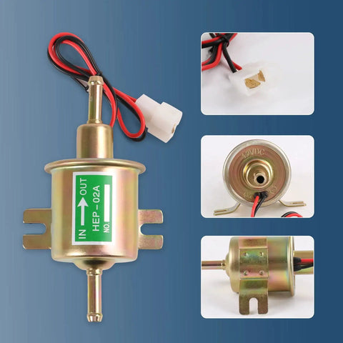 12V Low-Pressure Electric Fuel Pump Kit With Filter, 6.56 Ft 5/16 Inch ID Fuel Line, Durable Wiring For Carburetors
