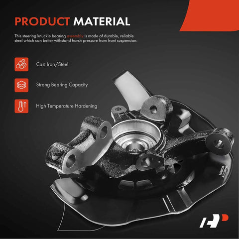 Front Left Steering Knuckle And Wheel Bearing Hub Assembly Fits Toyota Camry XLE SE And Lexus ES330 2004 Through 2006 Driver Side Drop In Replacement Direct Fit, with cast iron material and strong bearing capacity, front view