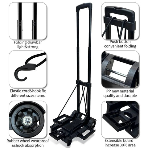 Folding Hand Truck Dolly For Light Duty Luggage And Moving On The Grab And Go A Portable Platform Cart With features and close-ups